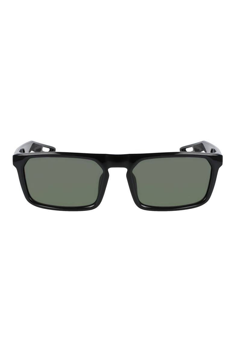 NV03 55mm Rectangular Sunglasses, Main, color, BLACK/ GREEN