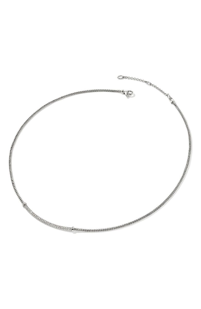 John Hardy JH Essentials Pavé Necklace, Diamonds, 1.8mm, Alternate, color, Silver/ Diamonds