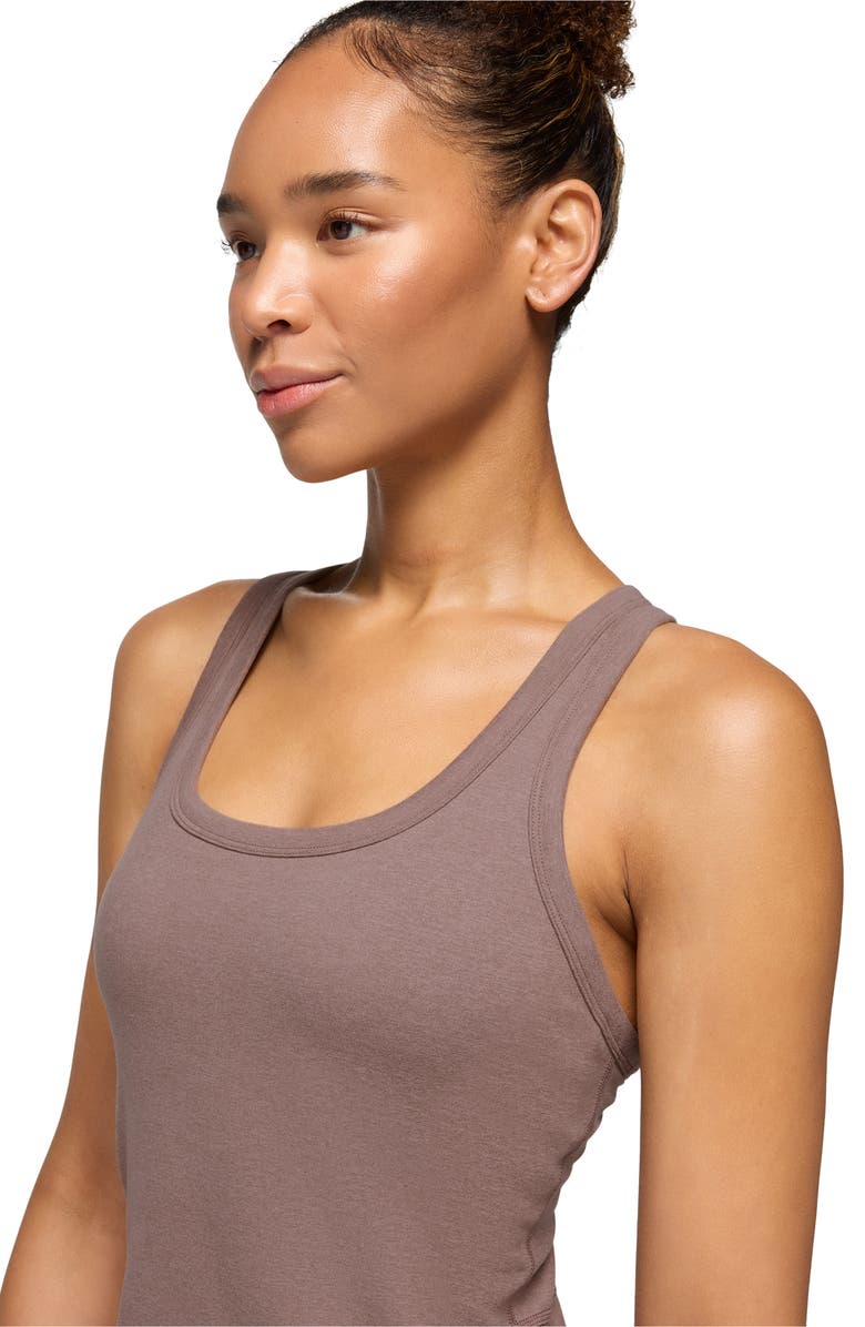 prAna Hevana Racerback Performance Midi Dress, Alternate, color, Carob Heather
