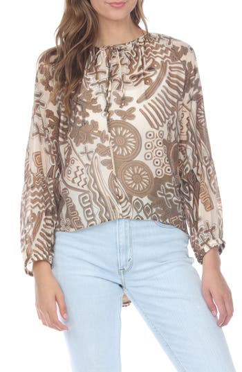 Rain And Rose Print High-low Top In As Is