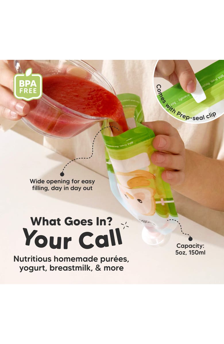 KeaBabies 12-Pack Prep Reusable Food Pouches, Alternate, color, Little Zoo