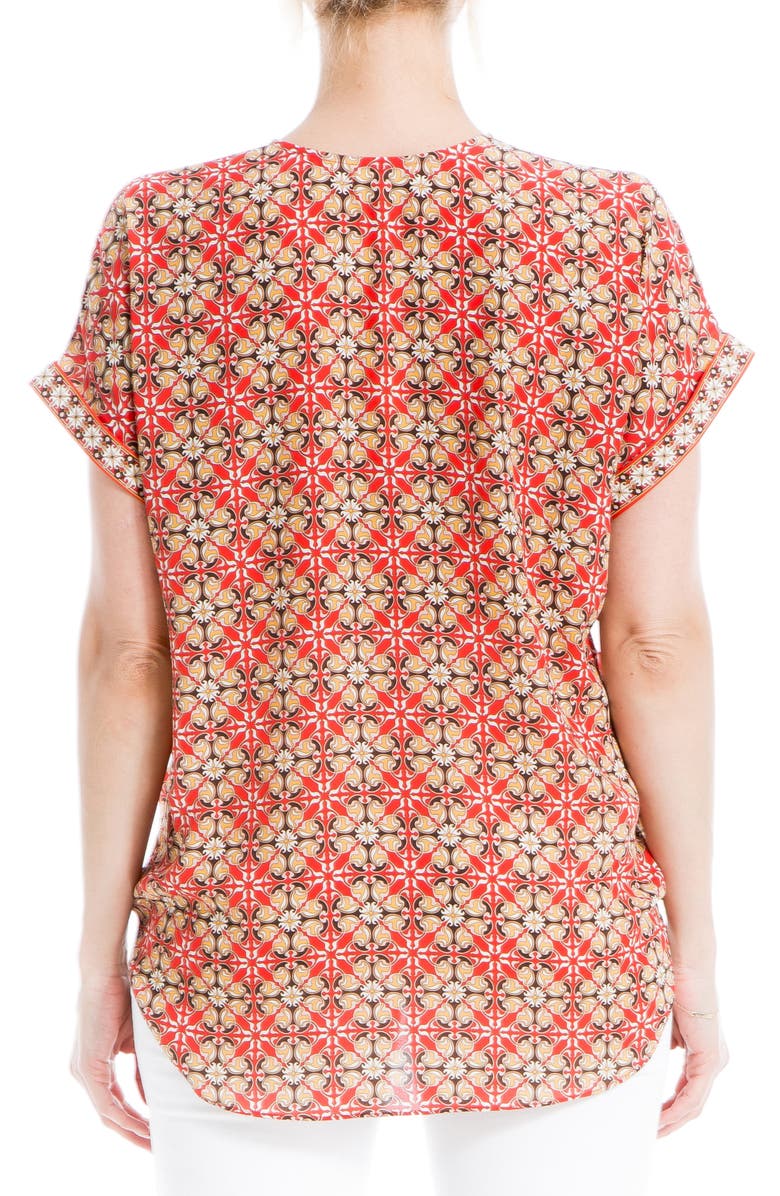 MAX STUDIO Patterned Surplice Crepe Blouse, Alternate, color, Fire Medallion Ribbon