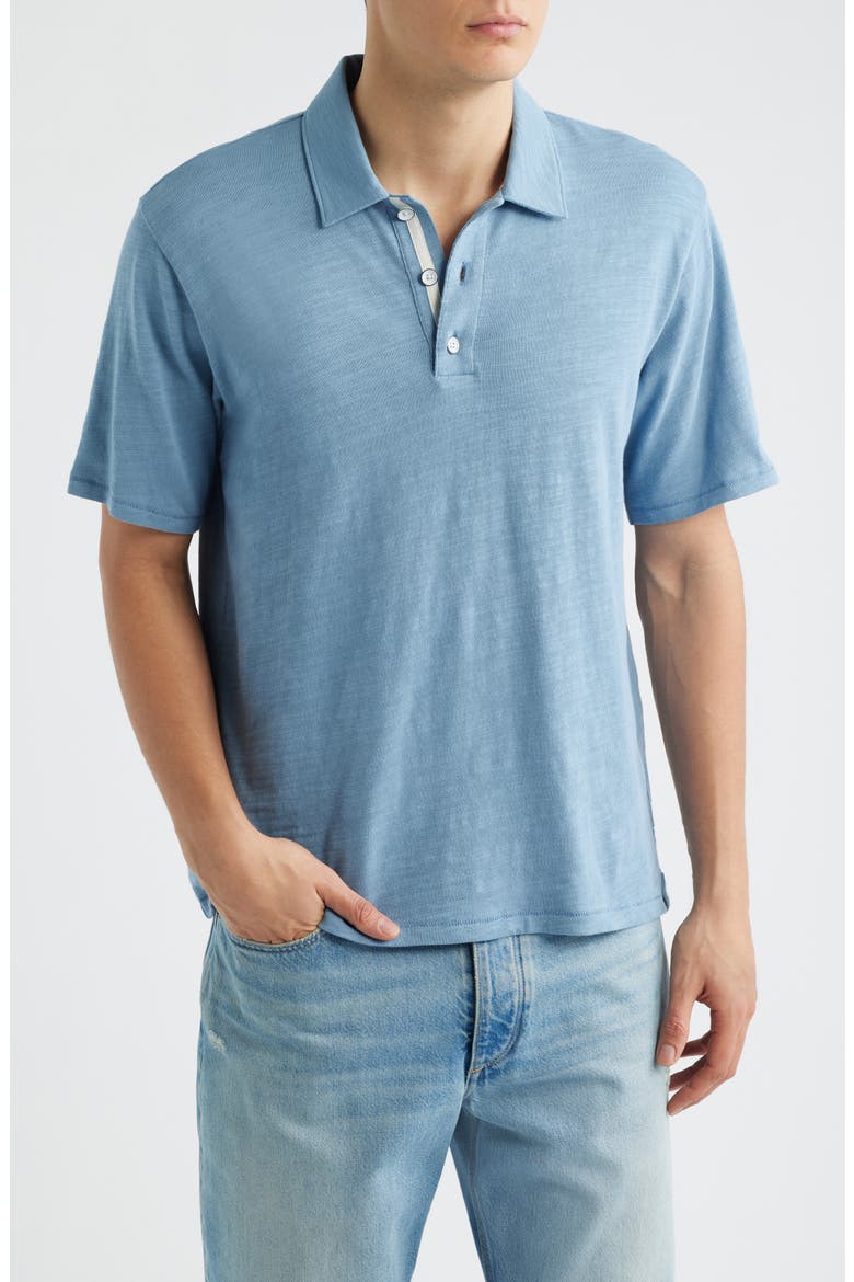Classic Flame Cotton Polo, Main, color, FOG BLUE
