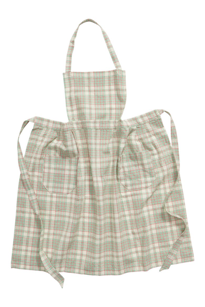 Holiday Plaid Cotton Apron, Main, color, MARIANNE PLAID HOLIDAY