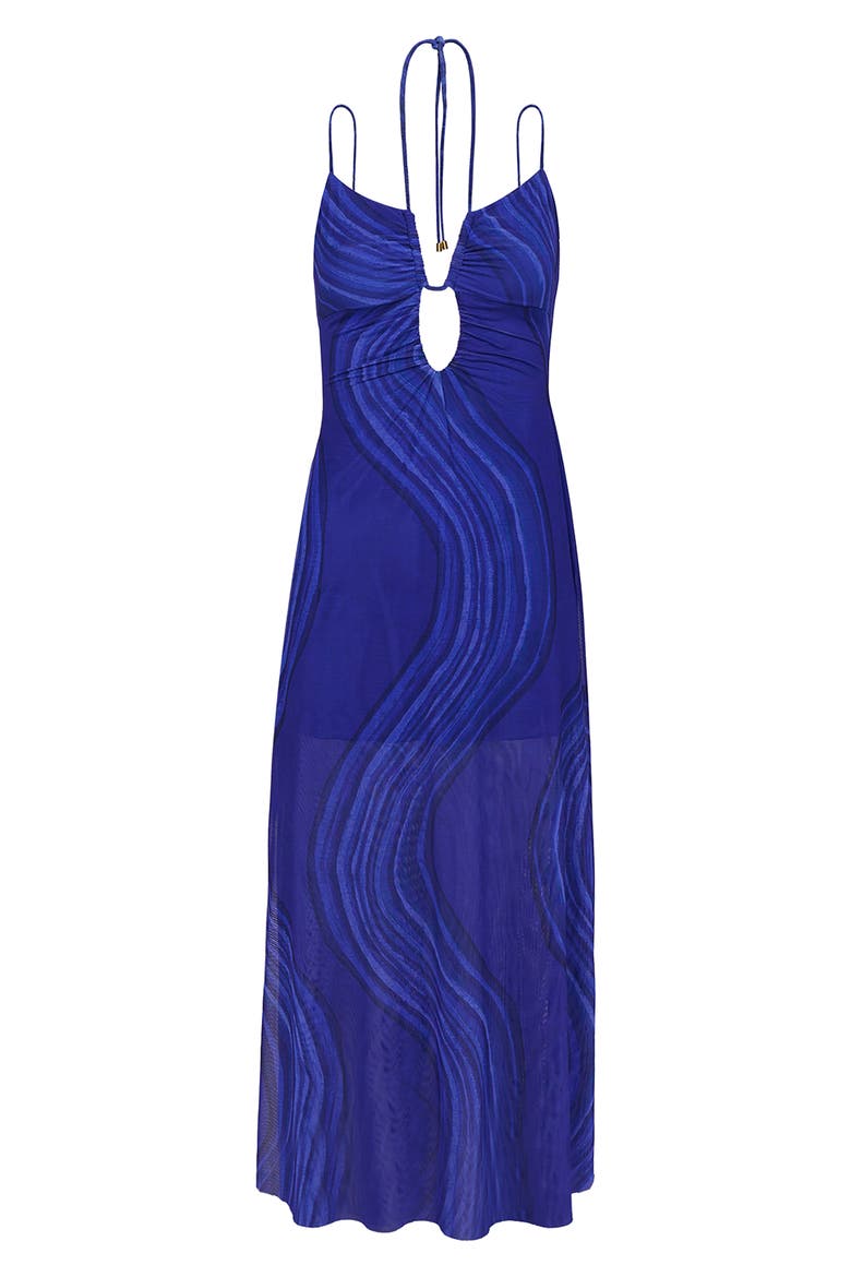 Gemstone Mina Plunge Midi Cover-Up Sundress, Alternate, color, BLUE MULTI