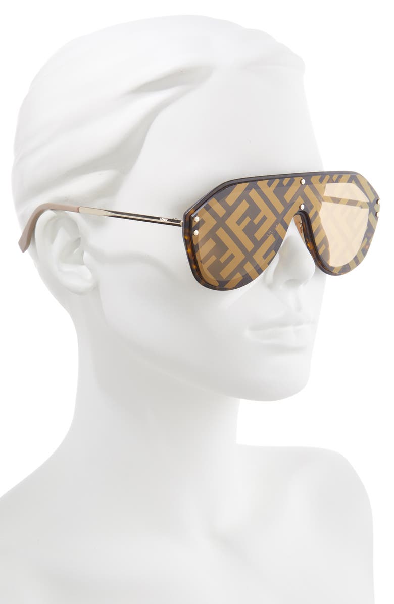 Fendi 147mm Logo Lens Shield Sunglasses, Alternate, color, 