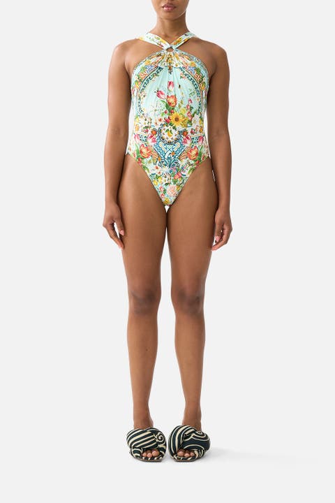 Diamond Neck Thick Strap One Piece W Rings