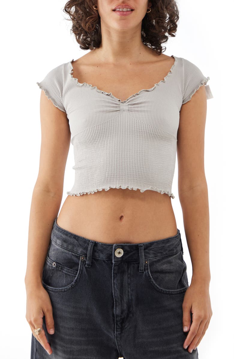 BDG Urban Outfitters Elsie Cap Sleeve Rib Crop Top, Main, color,