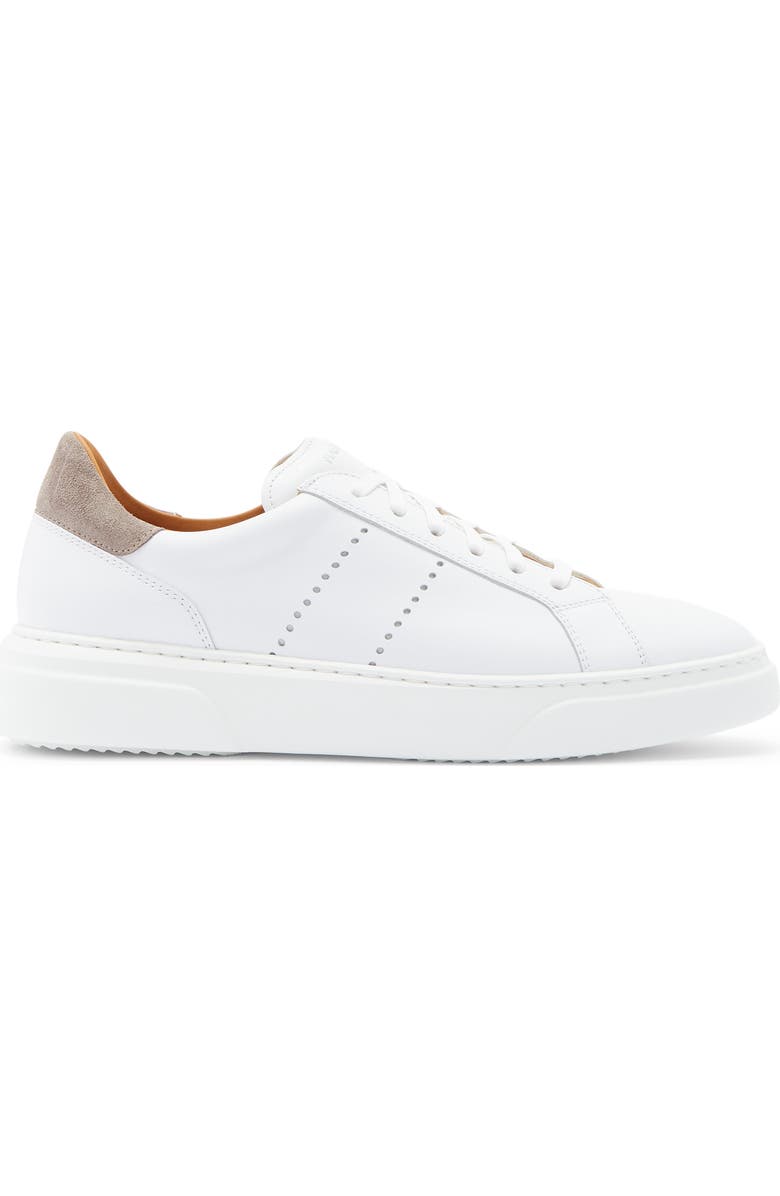 Magnanni Muro Leather Sneaker, Alternate, color, White / Tierra Suede