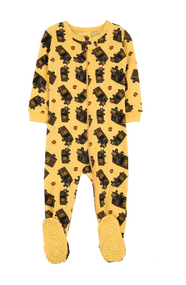 Leveret Yellow UPS Footed Sleeper Pajama, Main, color, 