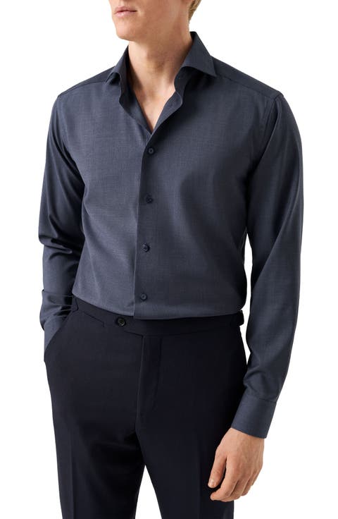 Slim Fit Wool Dress Shirt
