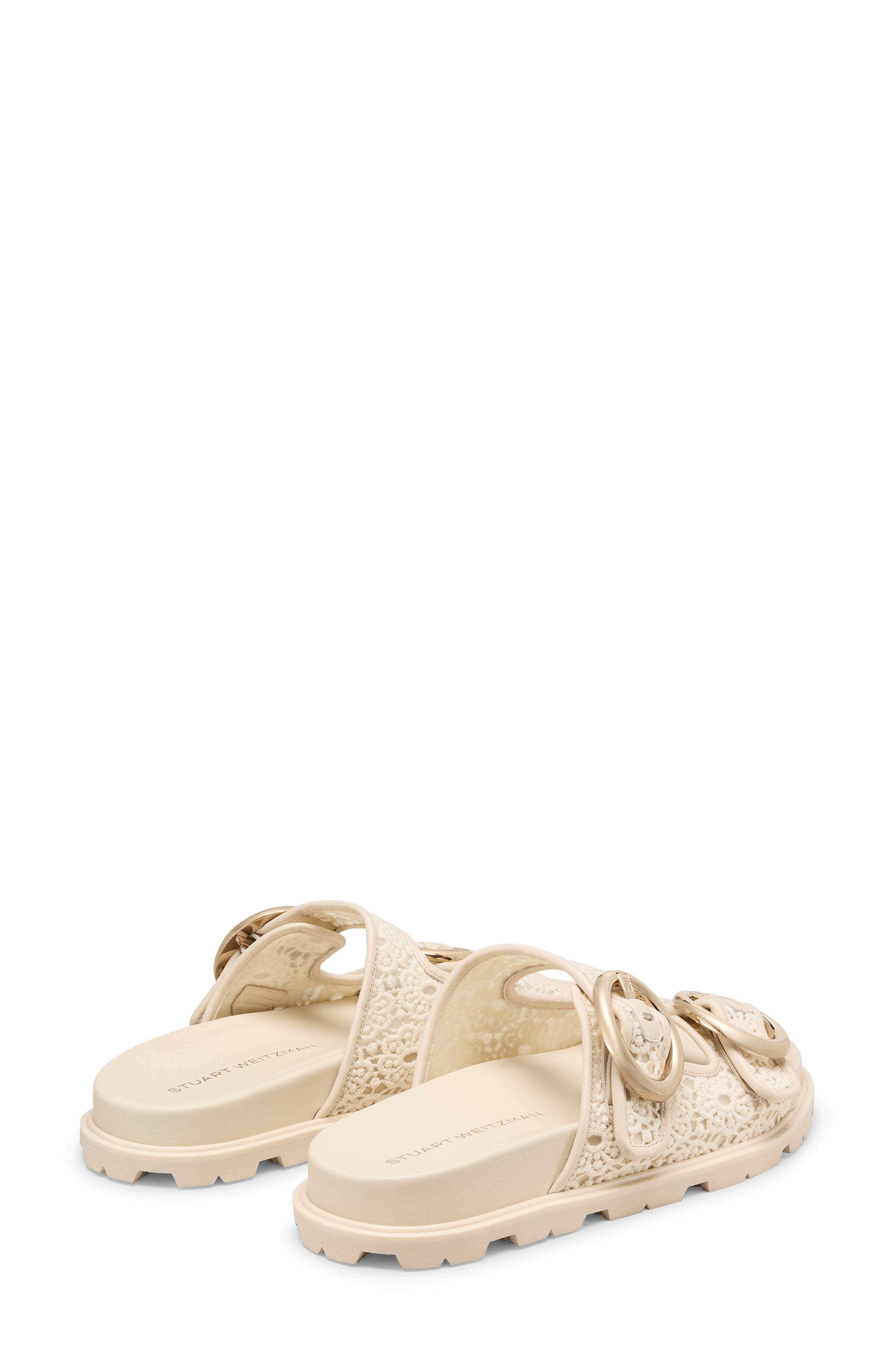 Stuart Weitzman Benni Crochet Slide Sandal, Alternate, color, Linen