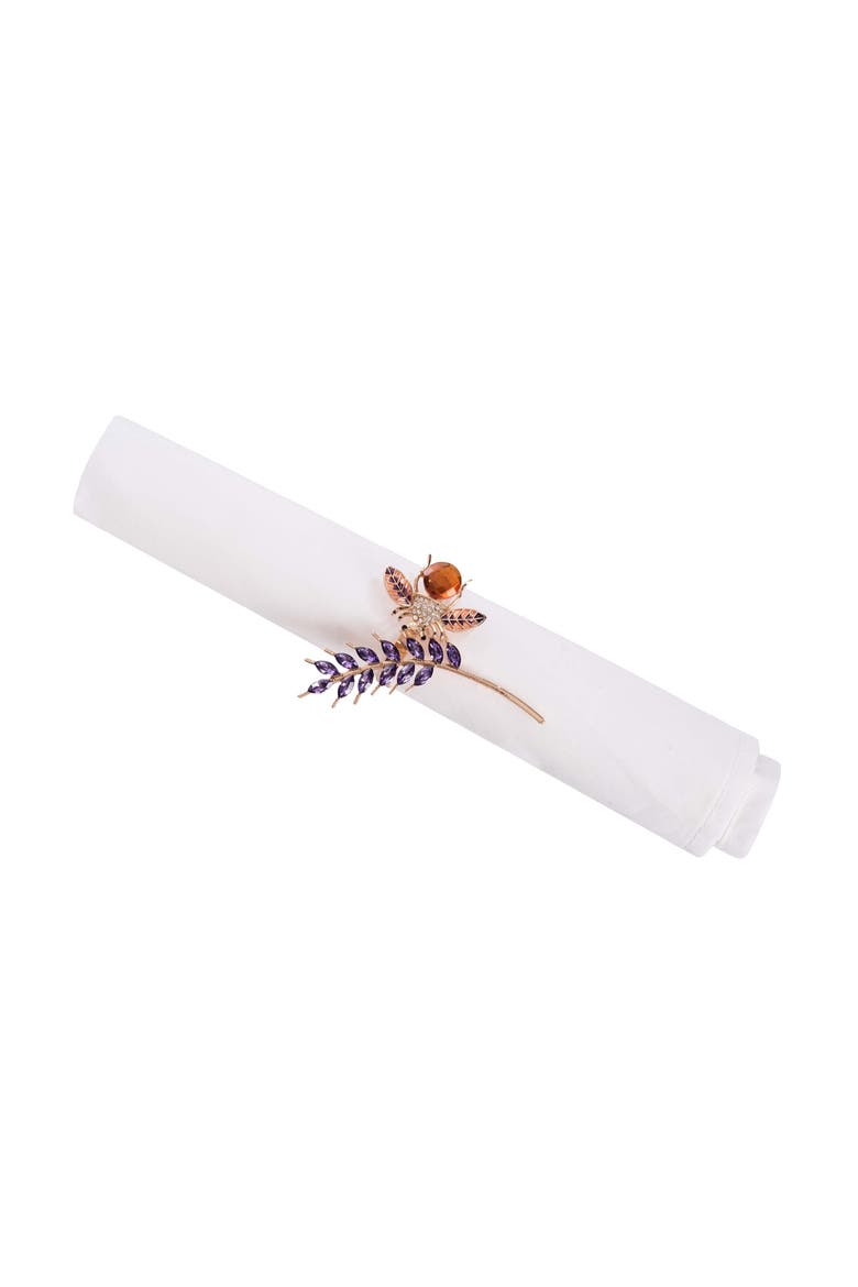 Lavender and Bee Tabletop Napkin Rings Set of 4, Alternate, color, Purple