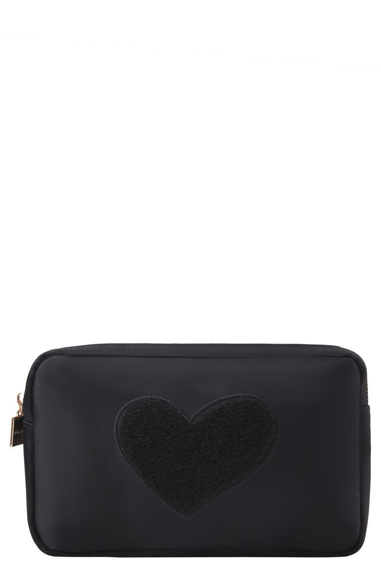 Bloc Bags Medium Heart Cosmetic Bag, Main, color, Black/ Black