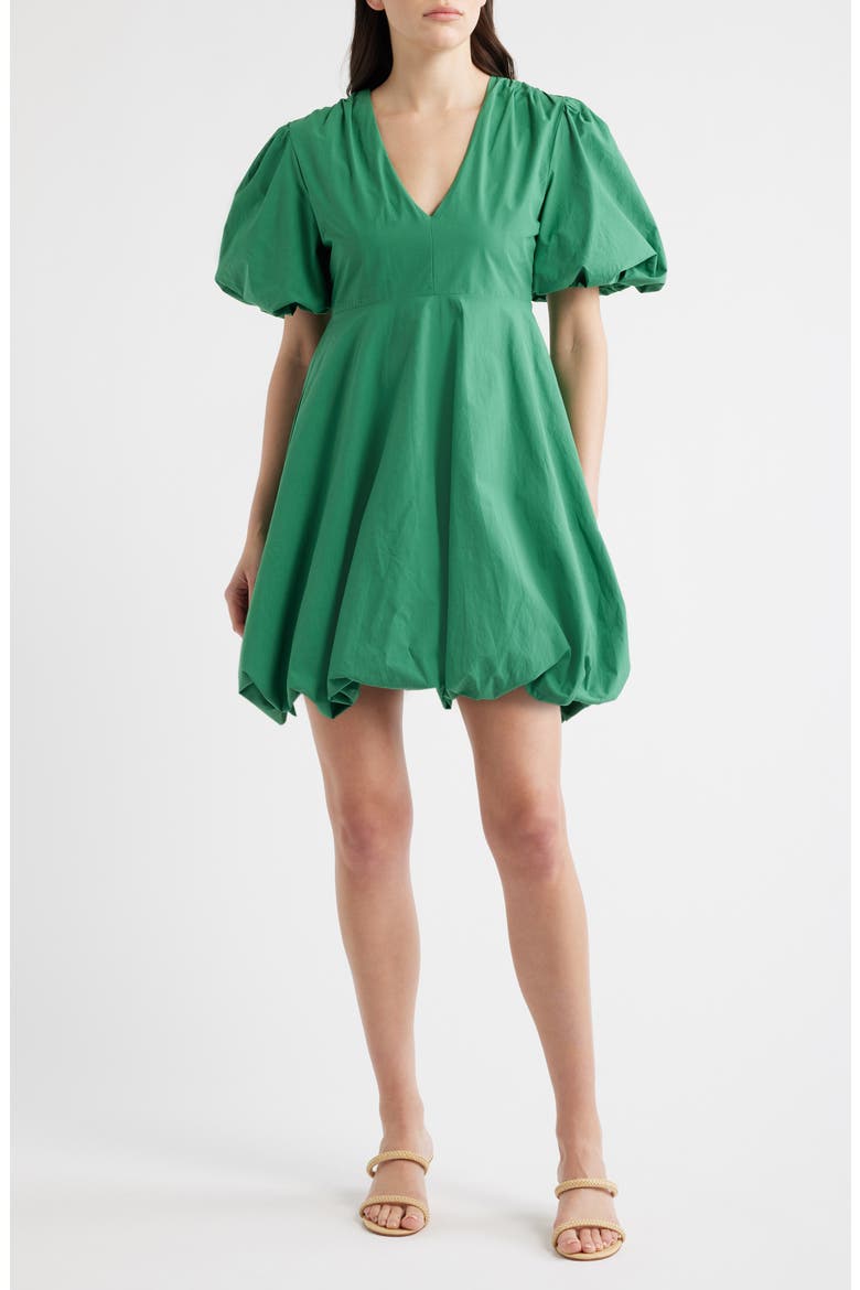 Palma Bubble Hem Cotton Poplin Dress, Main, color, GREEN