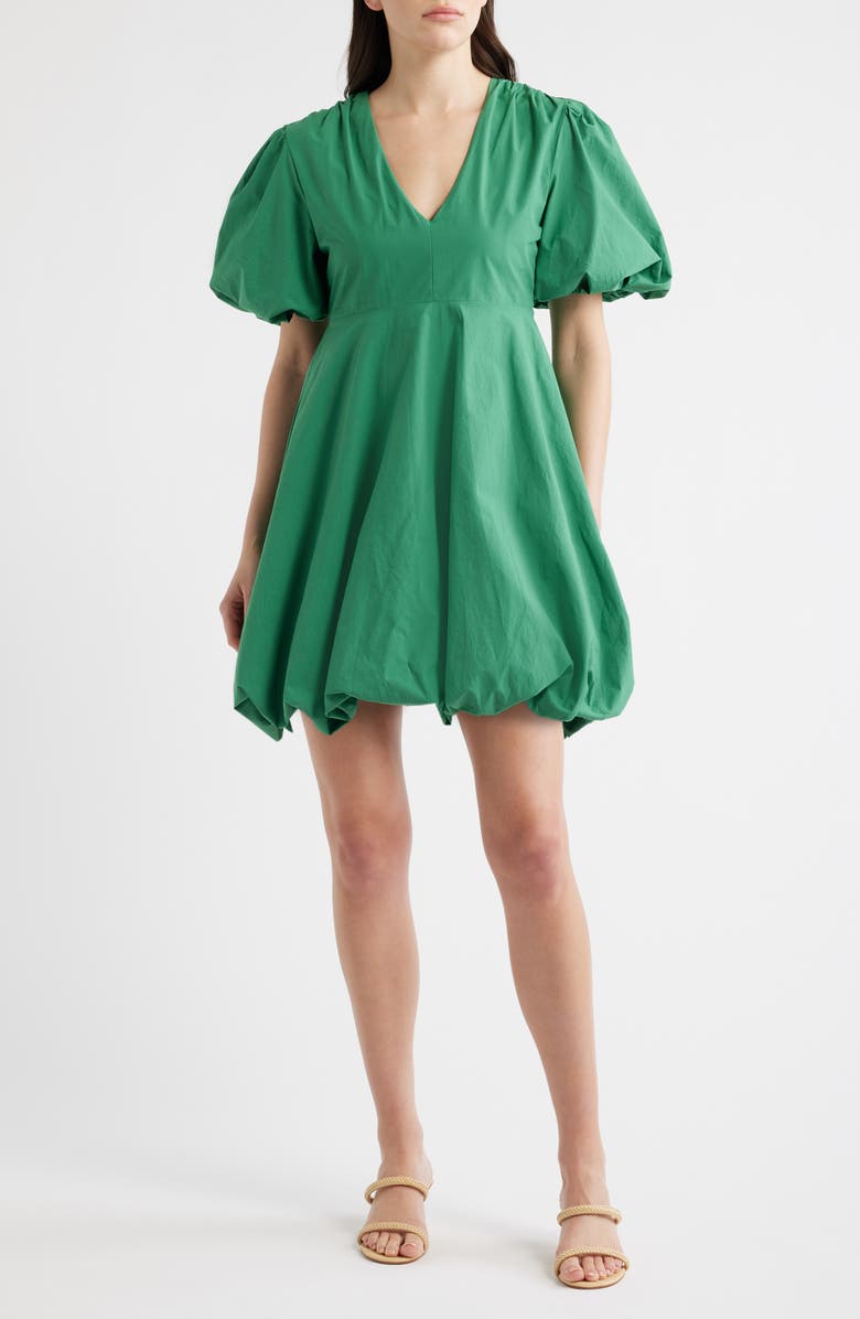 DELUC Palma Bubble Hem Cotton Poplin Dress, Main, color, Green