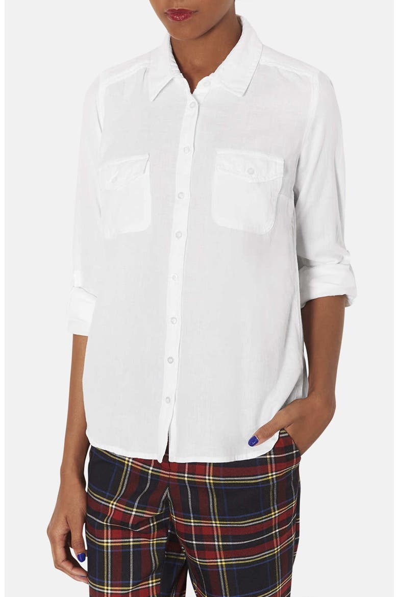 Chambray Work Shirt, Main, color, WHITE