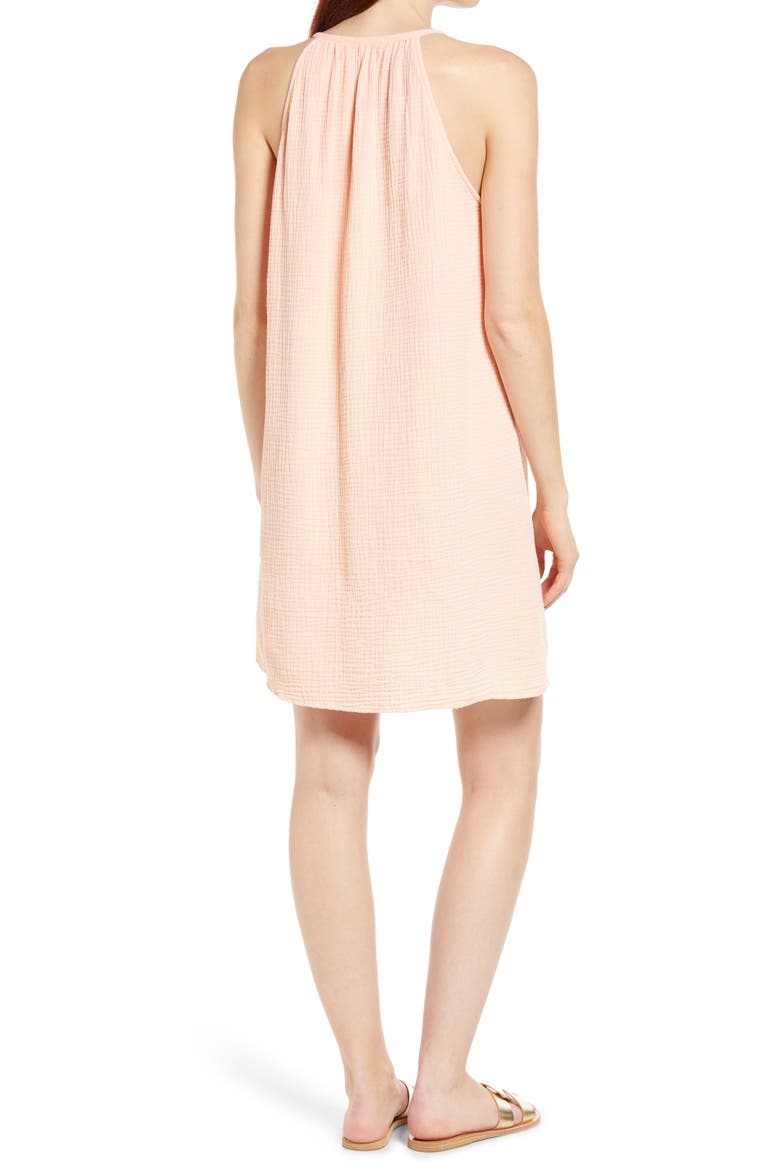 V-Neck Cotton Trapeze Maternity Dress, Alternate, color, PEACH