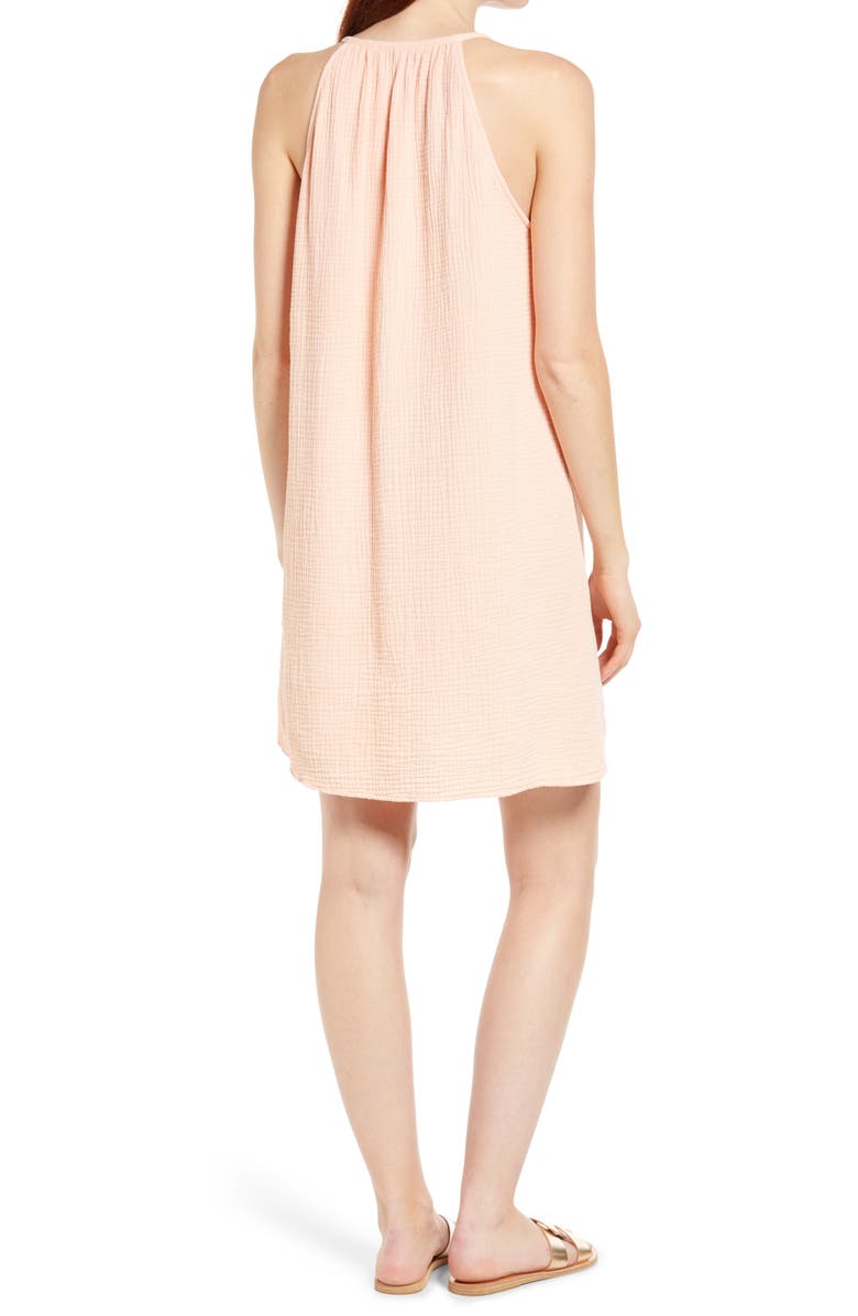 Maternal America V-Neck Cotton Trapeze Maternity Dress, Alternate, color, Peach