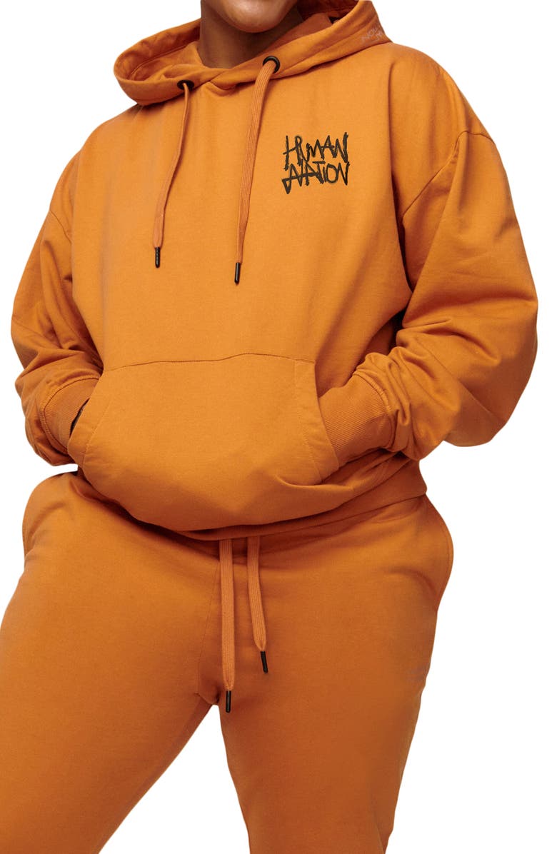 HUMAN NATION Gender Inclusive Organic Cotton Blend Logo Hoodie, Main, color, 