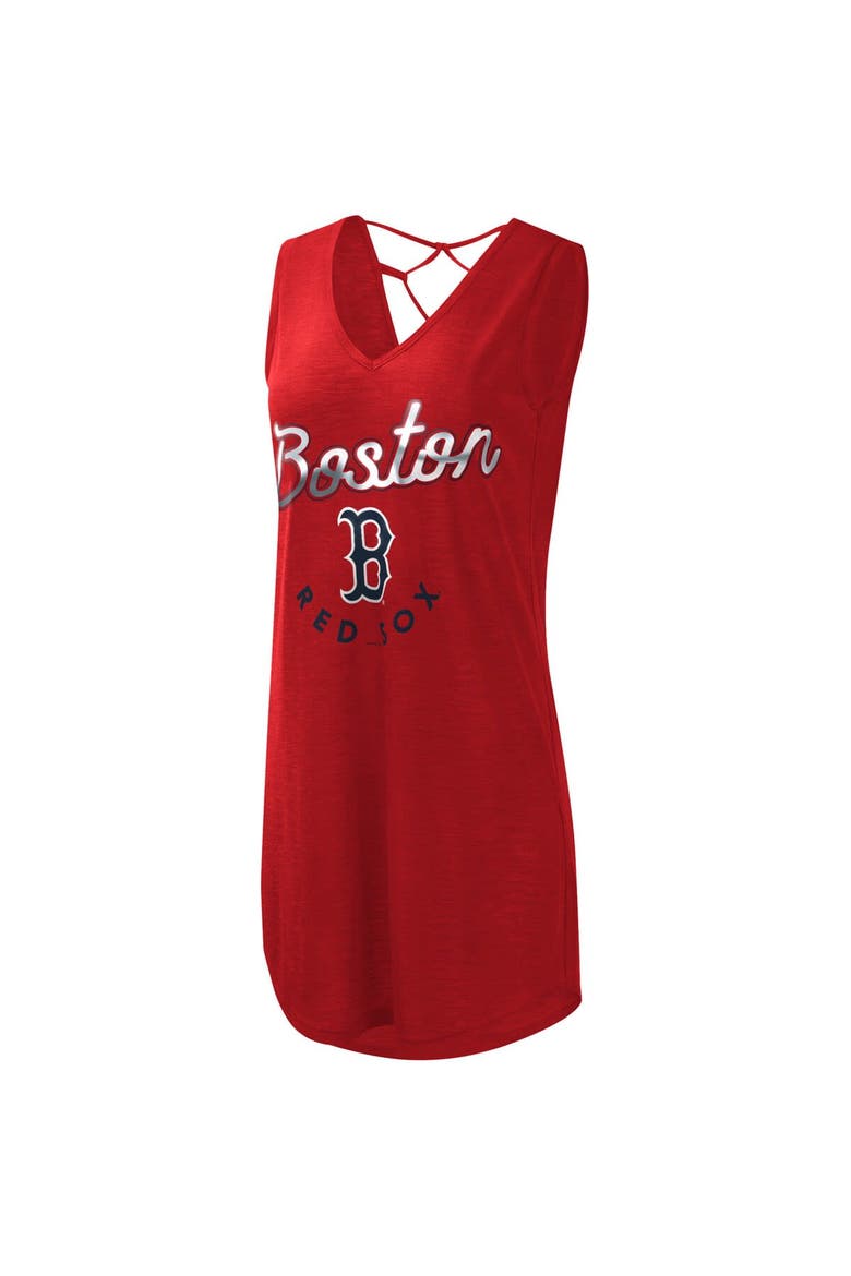 Women's G-III 4Her by Carl Banks Red Boston Red Sox Game Time Slub Beach V-Neck Cover-Up Dress, Alternate, color, Red