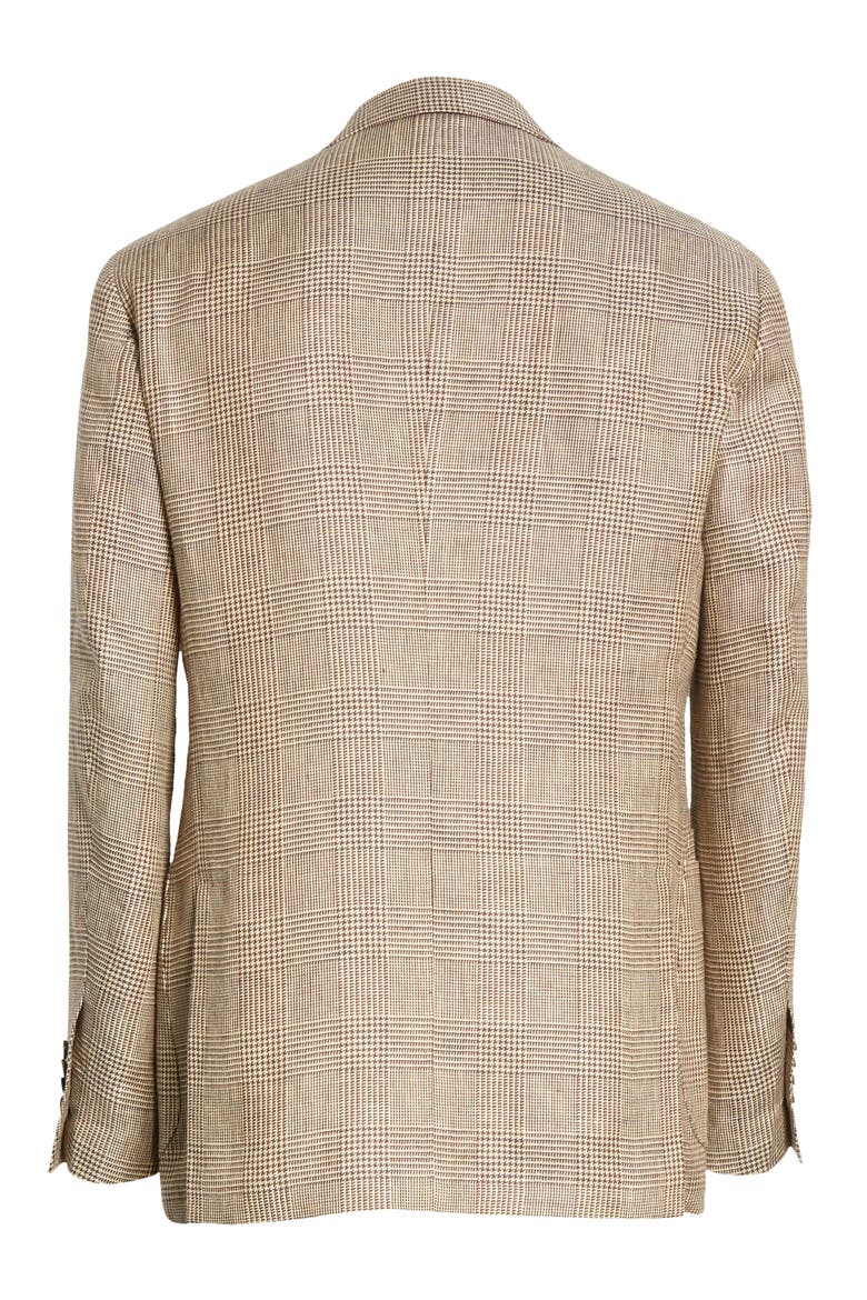 Glen Check Linen Sport Coat, Alternate, color, BROWN