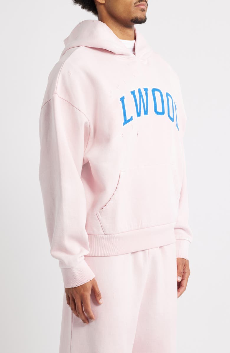 Elwood Fireside Distressed Logo Hoodie, Alternate, color, Washed Pink