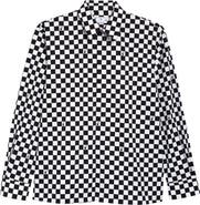 Off-White Checkerboard Cotton Button-Up Shirt