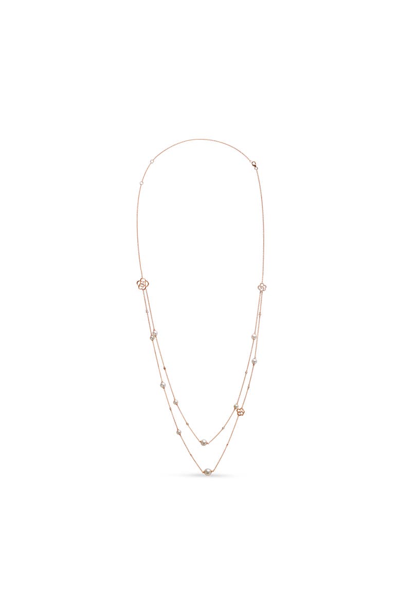 Haus of Brilliance Gold 1/2 Cttw Diamond and Pearl Double Strand Station Necklace, Main, color, Pink