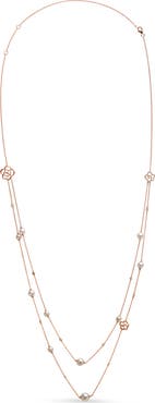 Haus of Brilliance Gold 1/2 Cttw Diamond and Pearl Double Strand Station Necklace
