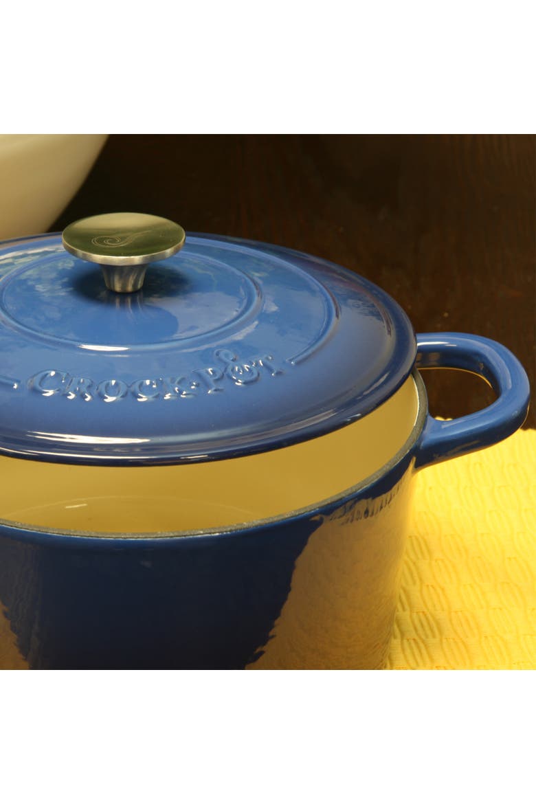 5 Quart Round Enameled Cast Iron Dutch Oven, Alternate, color, Blue