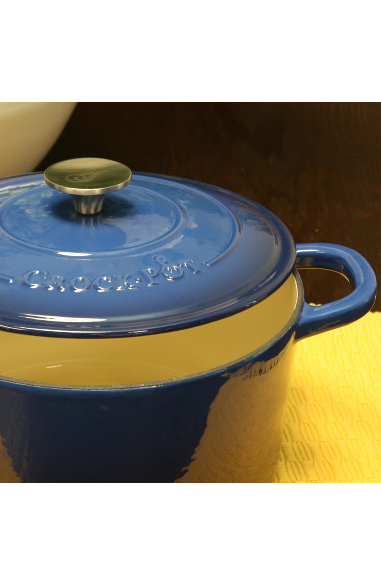 Crock-pot 5 Quart Round Enameled Cast Iron Dutch Oven, Alternate, color, Blue