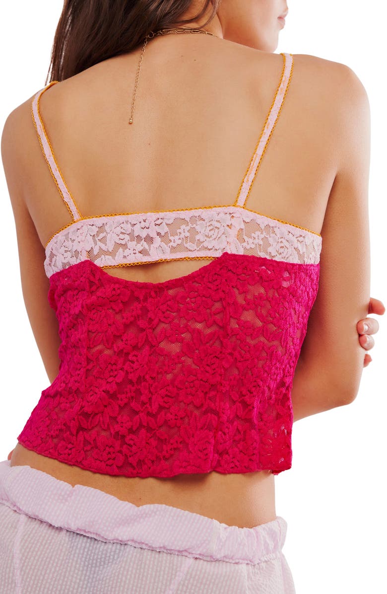 Free People All Day Lace Camisole, Alternate, color, Piping Hot Pink