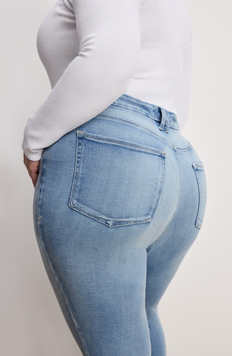 Good American SoftTech Good Waist Raw Hem High Waist Skinny Jeans, Alternate, color,