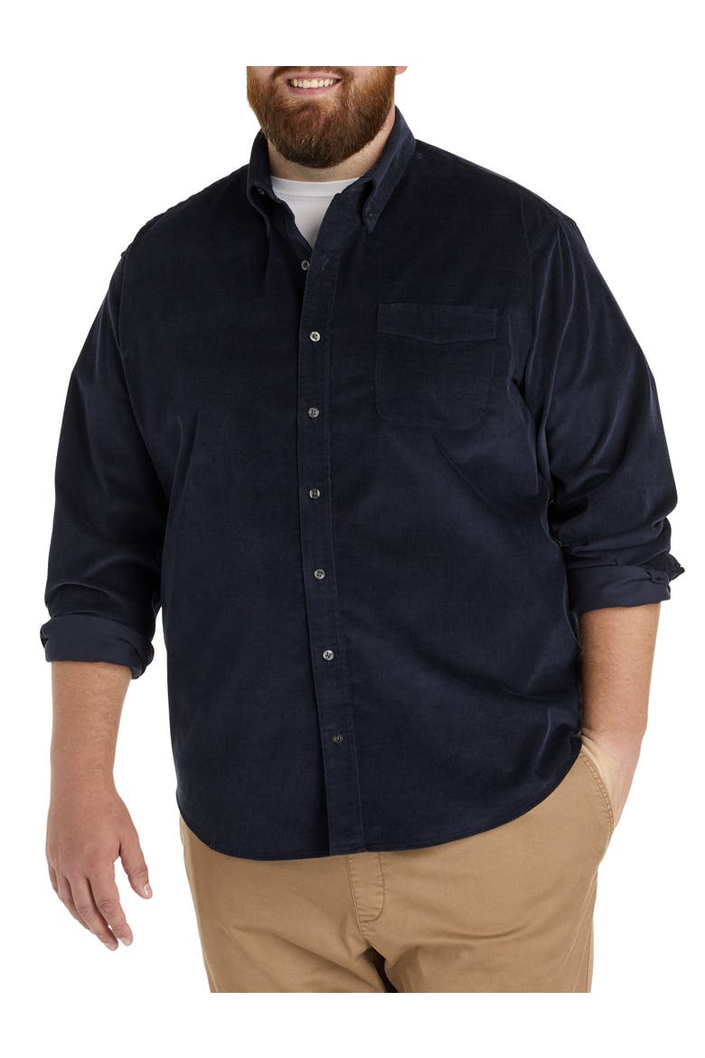 Big & Tall Corduroy Sport Shirt, Main, color, NAVY