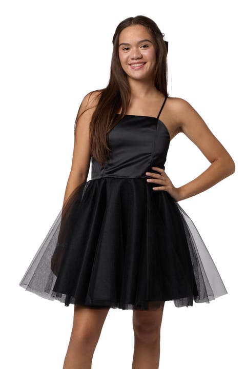 Satin and Tulle Party Dress in Longer Length (Big Kid)