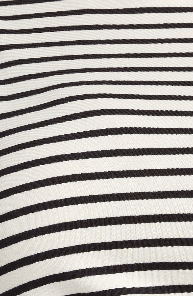 Universal Standard Crescent Knot T-Shirt Dress, Alternate, color, Ecru/ Black Stripe