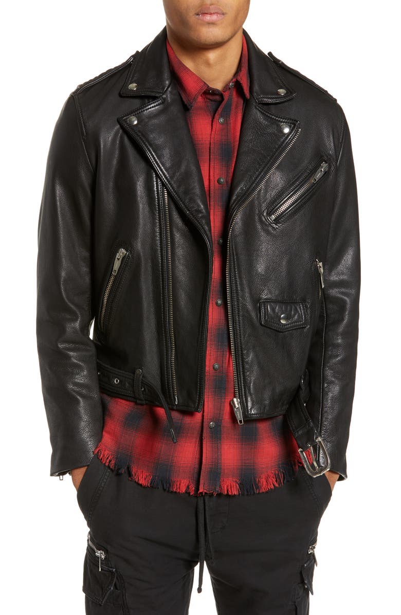 The Kooples Leather Biker Jacket, Main, color,