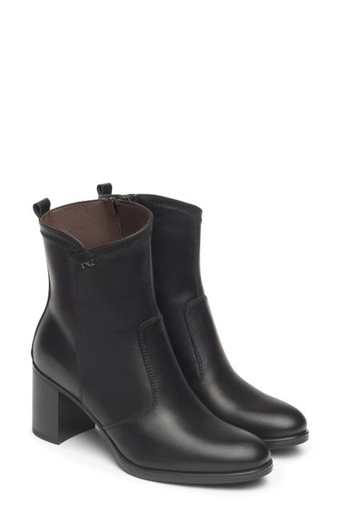 Leather Block Heel Bootie