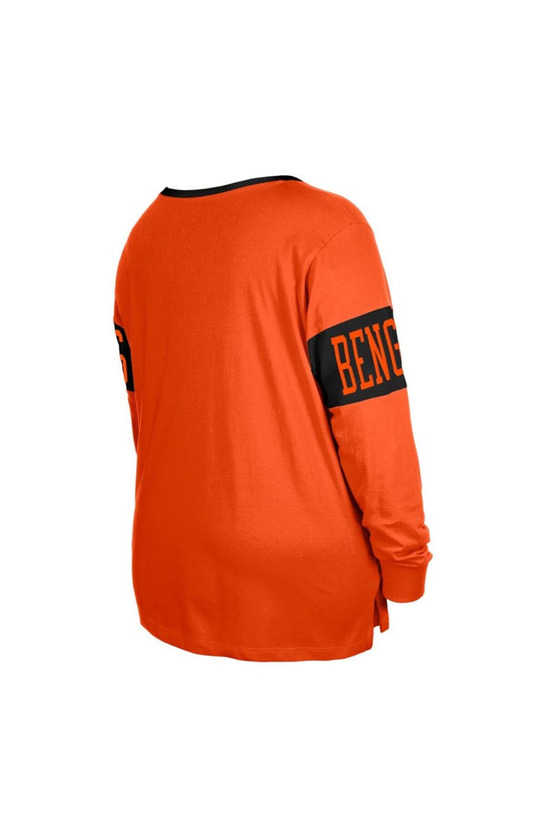New Era Women's New Era  Orange Cincinnati Bengals Plus Size Lace-Up Notch Neck Long Sleeve T-Shirt, Alternate, color, 