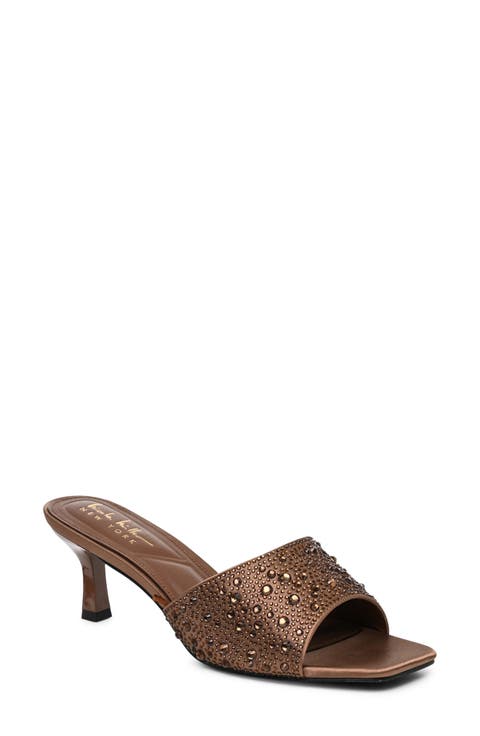 Rhinestone Embellished Mule Heeled Sandal
