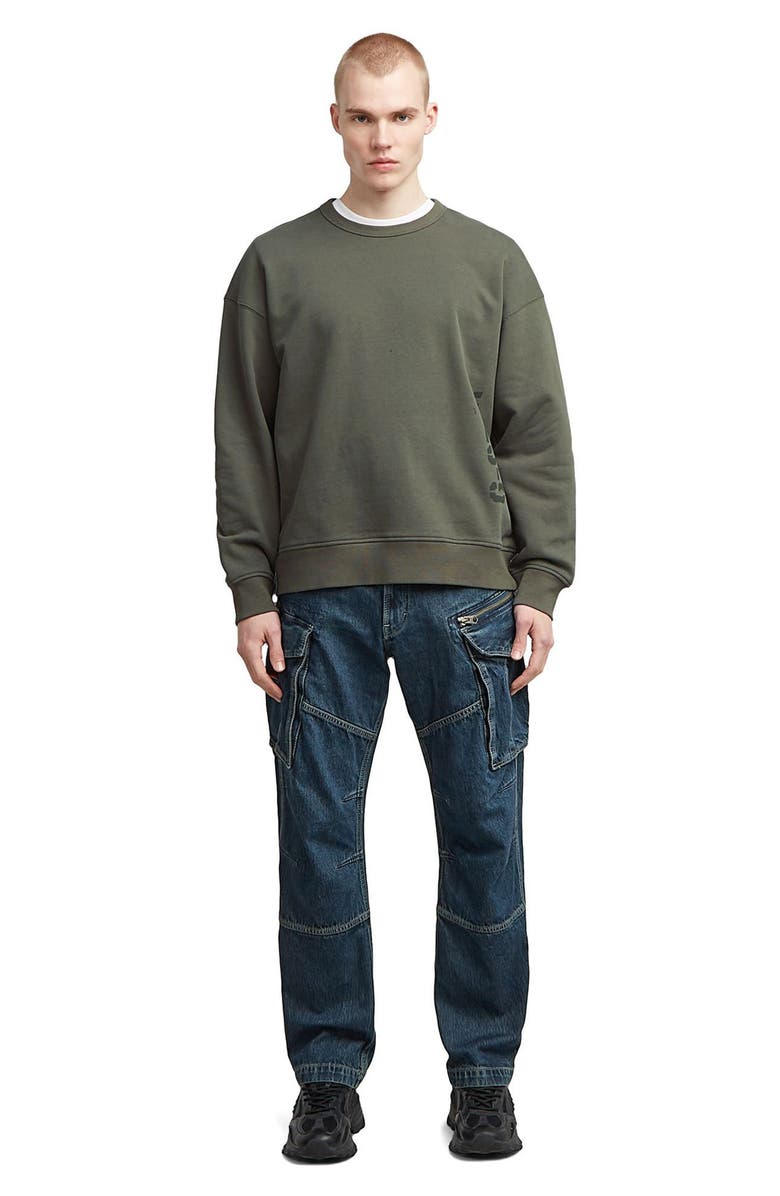 G-STAR Sprayed 89 Loose Organic Cotton Crewneck Sweatshirt, Alternate, color, Gs Grey