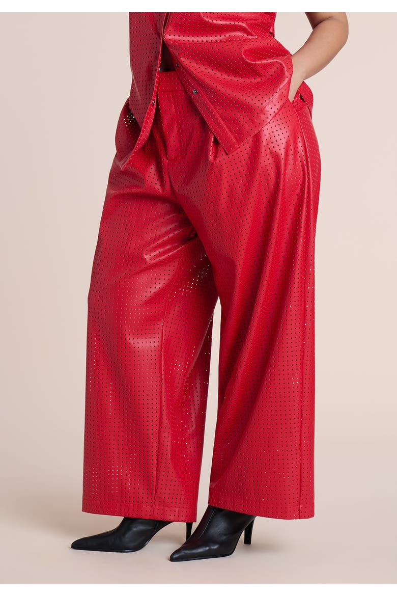 Perforated Faux Leather Pant, Alternate, color, BARBADOS CHERRY