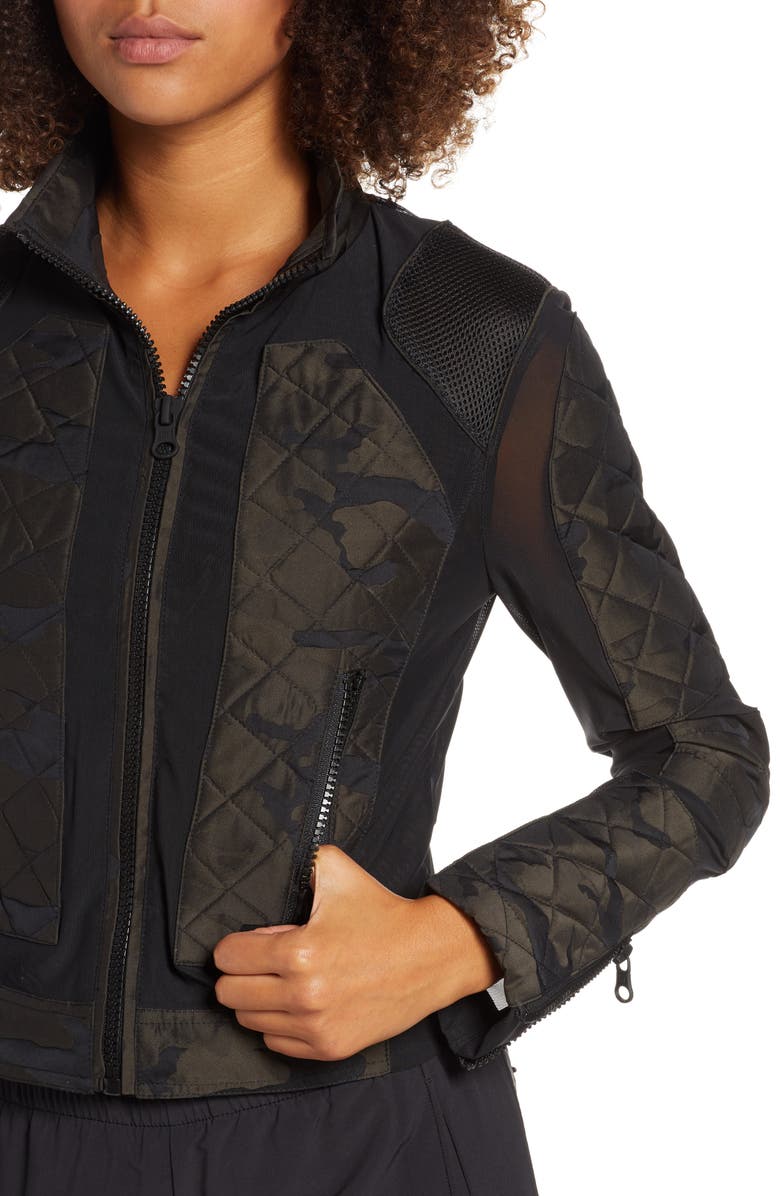 Blanc Noir Camo Mesh Moto Jacket, Alternate, color, Camo