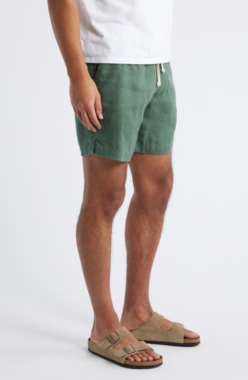 Alex Crane Bo Linen Drawstring Shorts In Pine