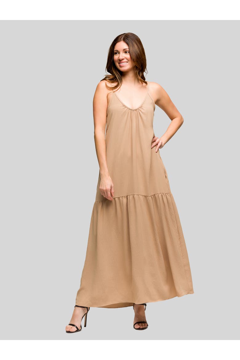 Lightweight Spaghetti Strap Pocket Maxi Dress, Main, color, Nude