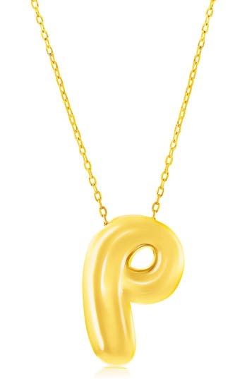 Simona Bubble Initial Pendant Necklace In Gold