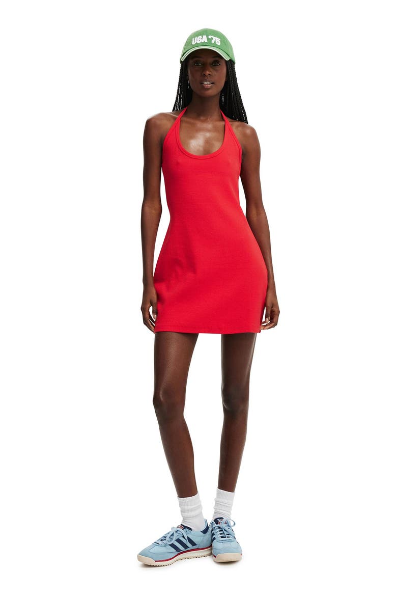 Women's Halter Scoop Mini Dress, Alternate, color, Lava Flare