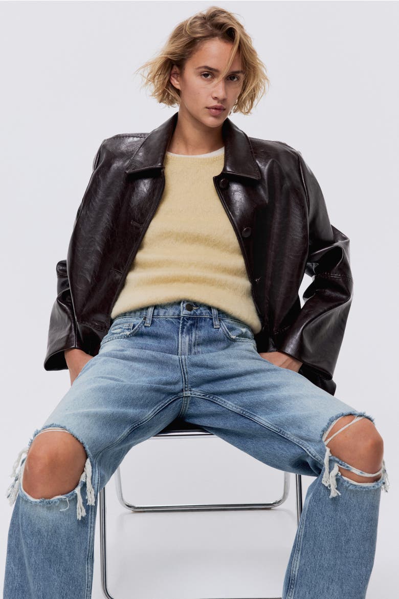 Straight High Jeans, Main, color, Distressed denim