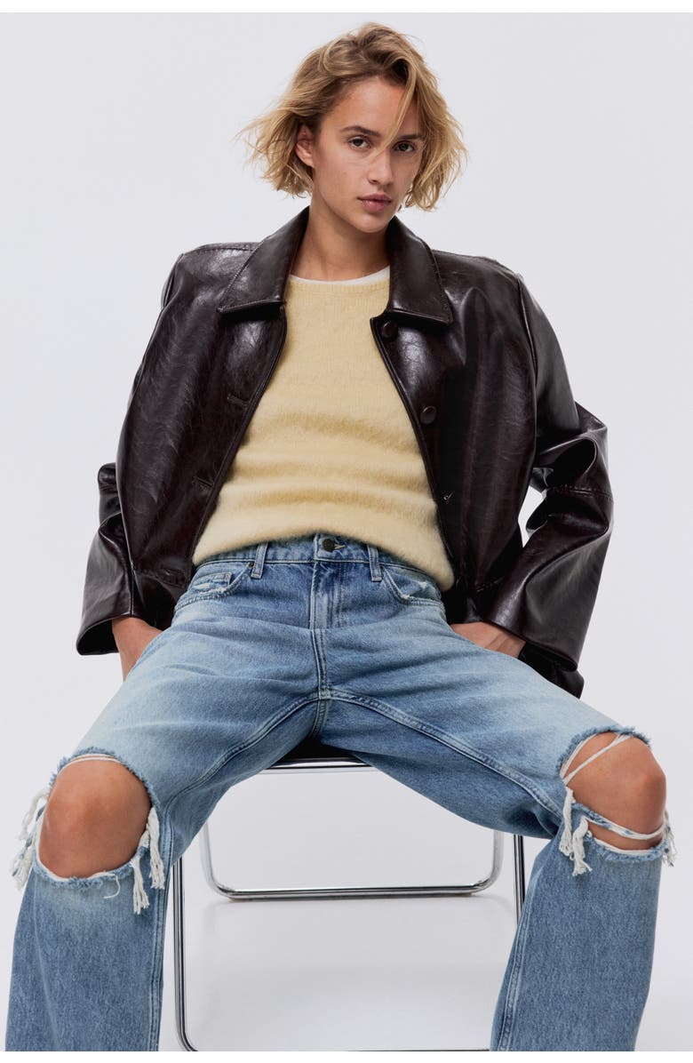 H&M Straight high jeans, Alternate, color, Dark Denim Blue